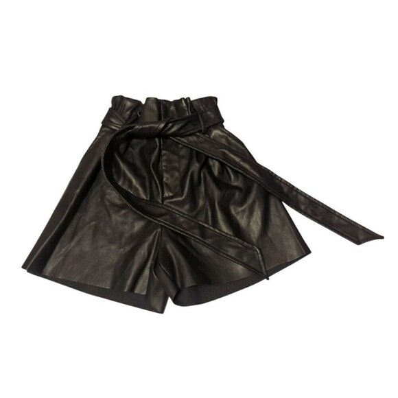 Zenana Outfitters Pants - Zenana Shorts Womens Size XS Faux Leather Paperbag Waist Belted Dressy Casual